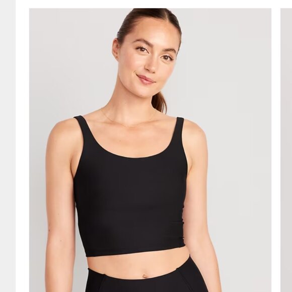 Old Navy Light Support PowerSoft Longline Sports Bra for Women [[Black Jack]] - Picture 5 of 5